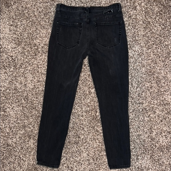 Free People Black Distressed Straight Leg Jeans - Picture 5 of 7